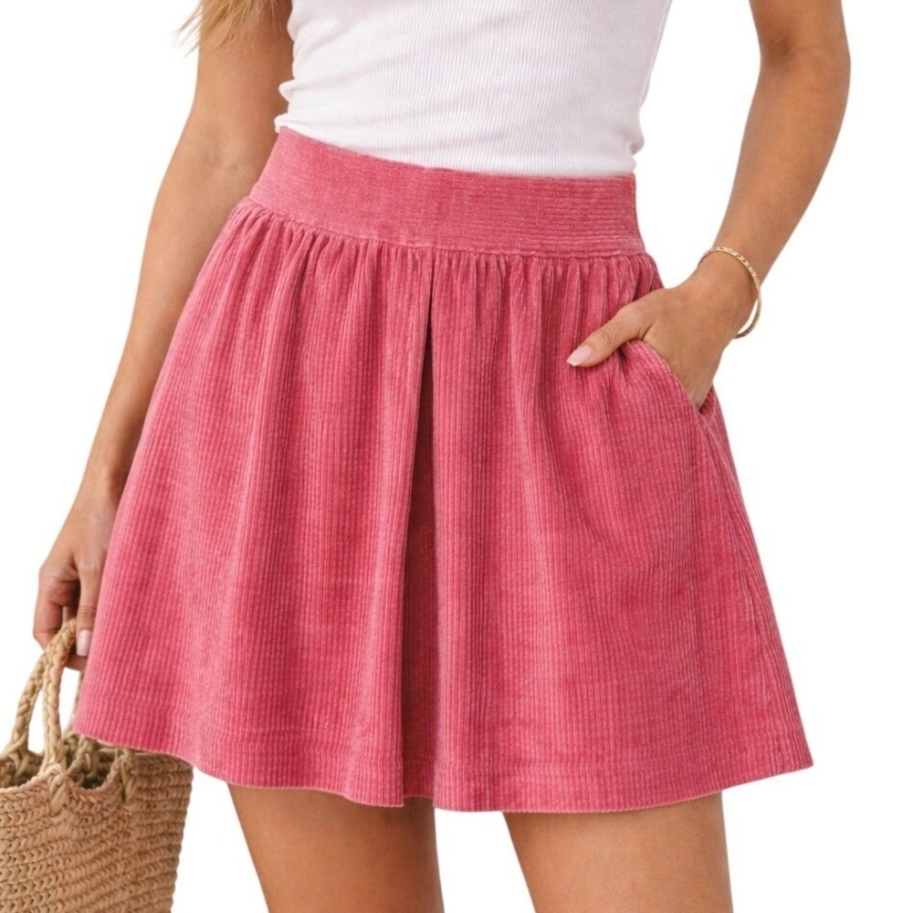 1901 Wale Corduroy A-Line Skirt Size 4 S Pink Pleated Lined Retro Academia‎ Prep